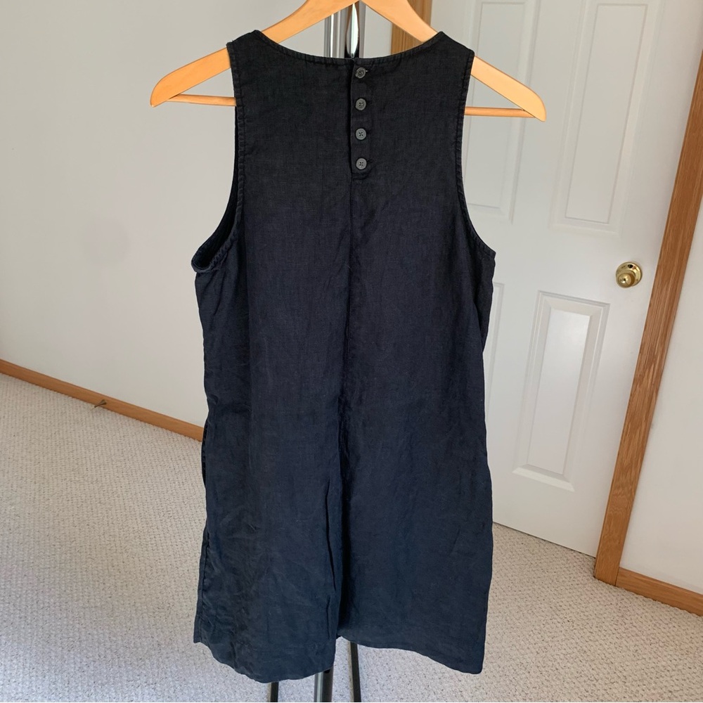 J. Crew Button Back 100% Linen Shift Dress Black Size XS - Picture 4 of 10